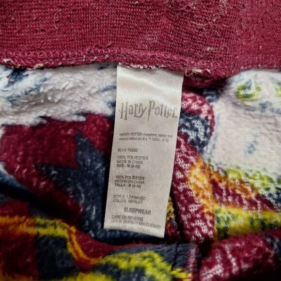 Harry Potter Pants Womens Medium Red Wizard Hogwarts Owl Hedwig Fuzzy Pajama - Picture 4 of 7